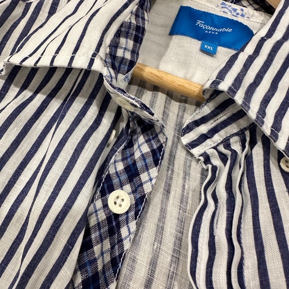 Faconnable Azur 100% Linen Shirt- Amazing colors and summer style XXL - Picture 1 of 6